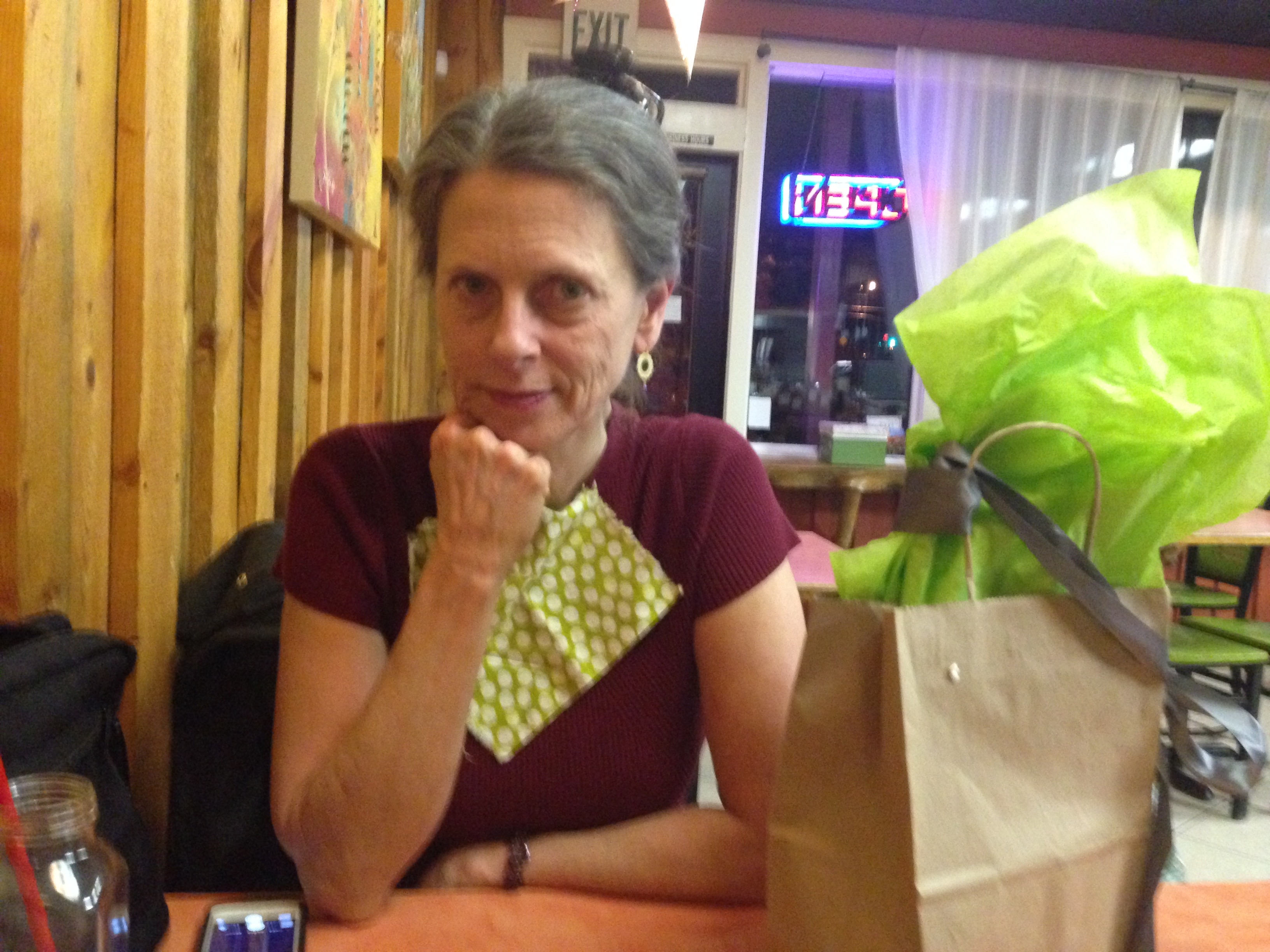 j9 with Dar at her Birthday meal, 2014